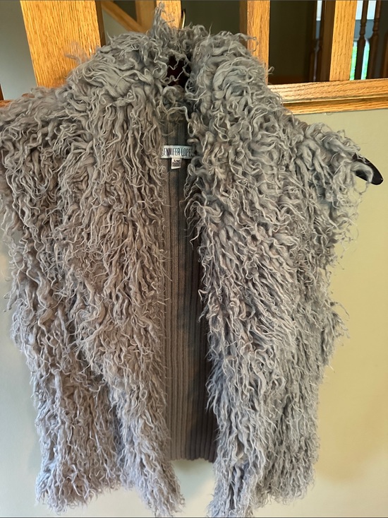 Jennifer Lopez Jackets & Blazers - Jennifer Lopez Shaggy Faux Fur Vest - Gray